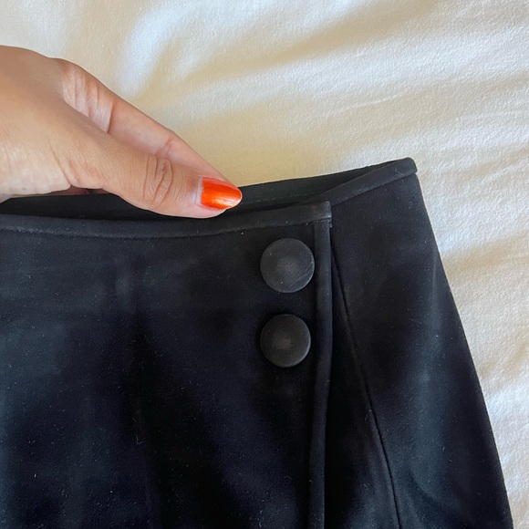 Vince Black Suede Leather Wrap Maxi Skirt